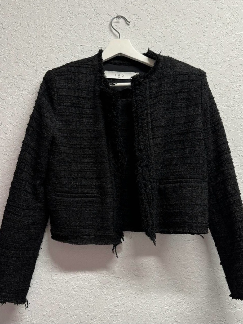 IRO Black Cropped Tweed Blazer